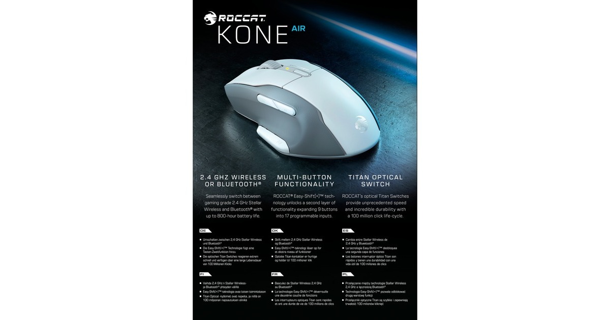 RoccatKone Air gaming muis  (Wit/grijs)