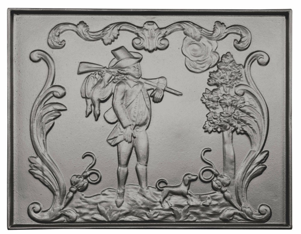 Plaque de cheminée retour de chasse h. 46,5 cm x l. 58,5 cm
