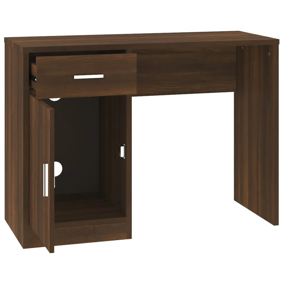 vidaXL - Bureau - Bruin - Bewerkt hout