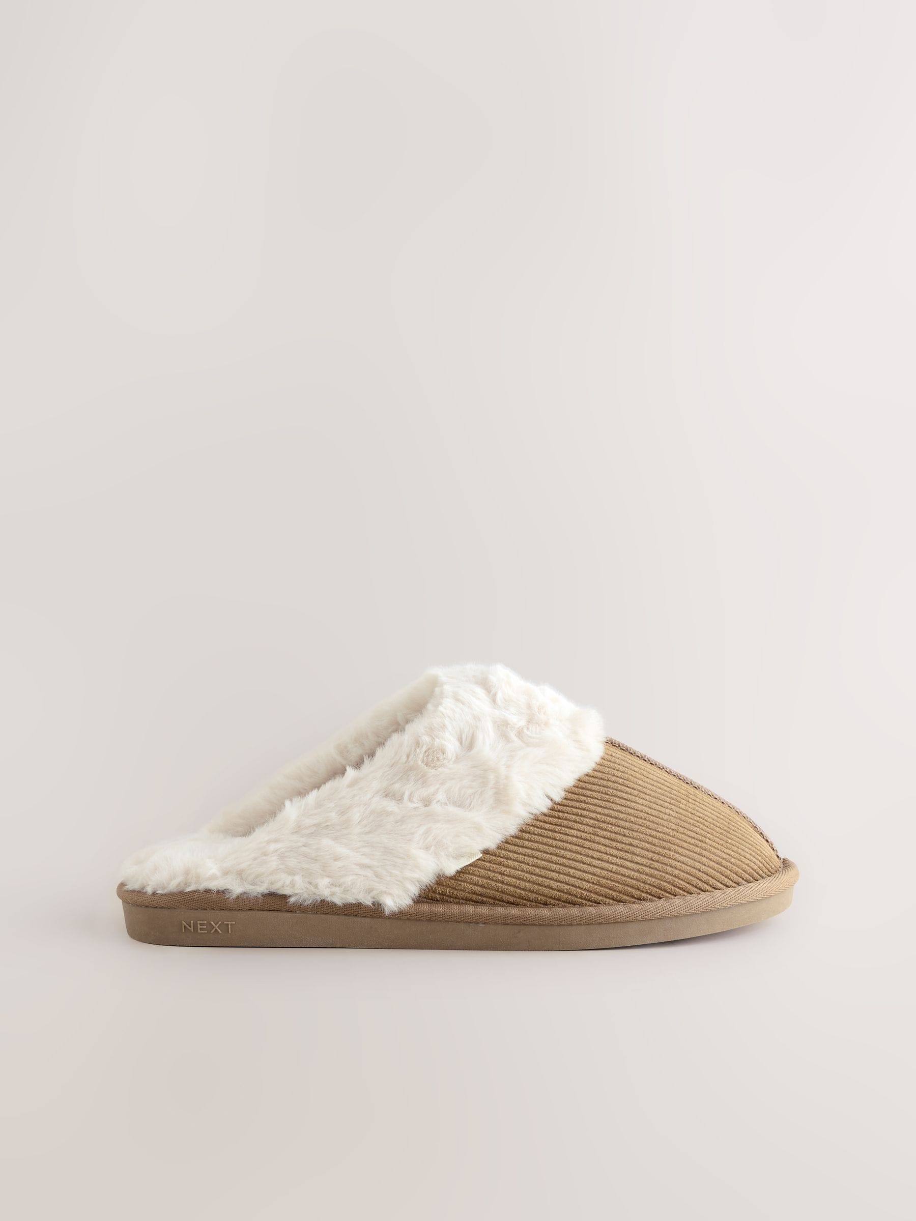 Lichtbruin - Rib Suede Mule Slippers