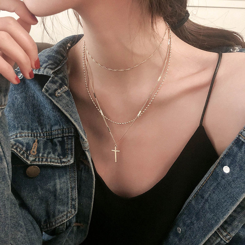 Show Mind - Kruishanger gelaagde choker ketting