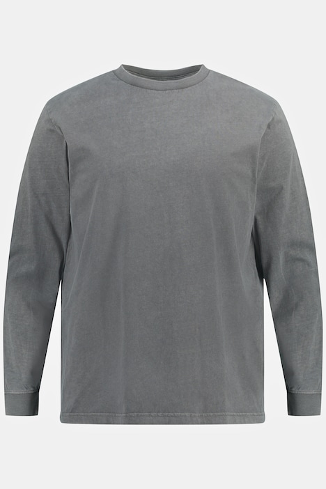 Langarmshirt, garment dyed, Rücken Print, Rundhals,