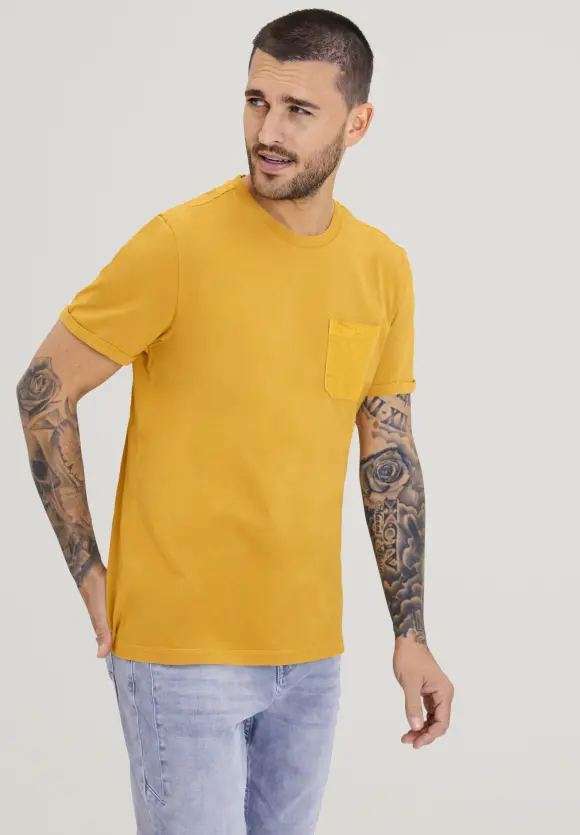 T-Shirt mit Brusttasche - saffron yellow