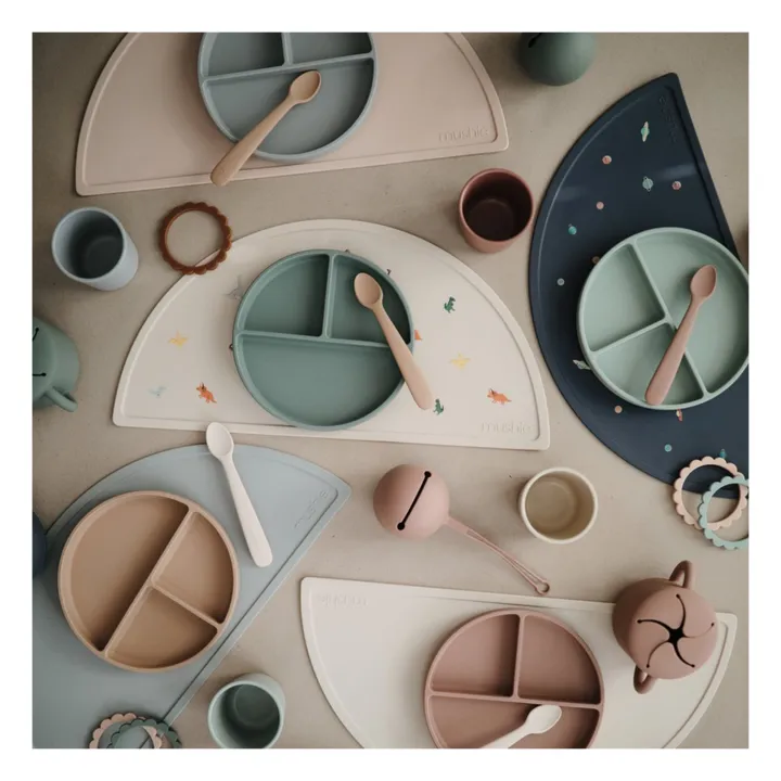 Mushie Assiette en silicone | Gris