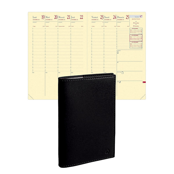 Quo Vadis Agenda semainier MINISTRE PRESTIGE SOHO - 16 x 24 cm - Noir - Décembre 2025 à Décembre 2026