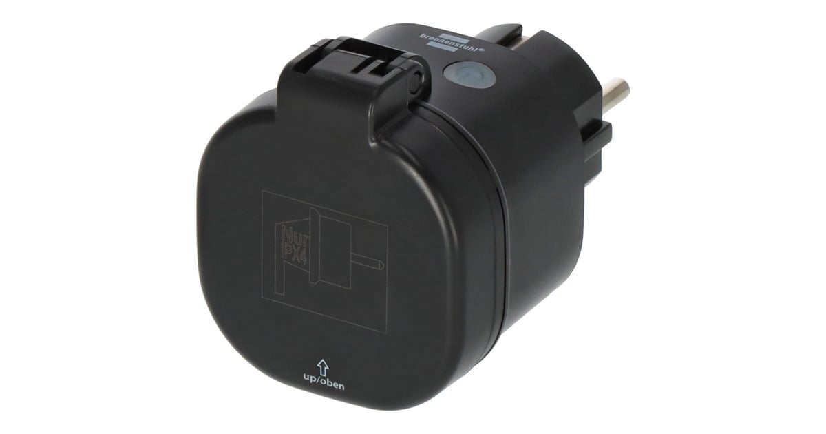 BrennenstuhlConnect Smart Plug WA 3600 XS03 voor buiten IP44 stekkerdoos  (Zwart, 2.4 GHz WiFi, Alexa, Google, Matter)