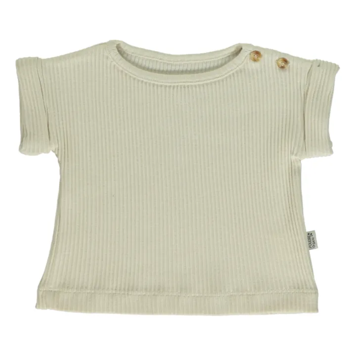 Poudre Organic T-Shirt Coton Bio Côtelé Bourrache  | Blanc cassé