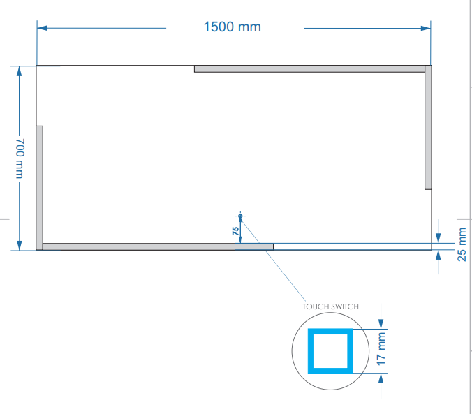 Sanigoods Line spiegel met LED-verlichting en verwarming 150x70cm