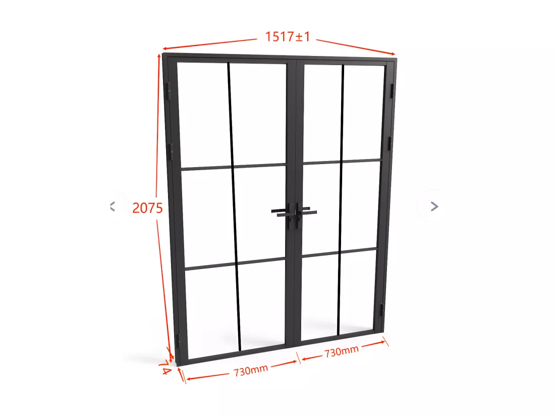 Bloc porte réversible à deux battants en aluminium et verre trempé - 2 x H204 x L73 cm - Noir - MASERU