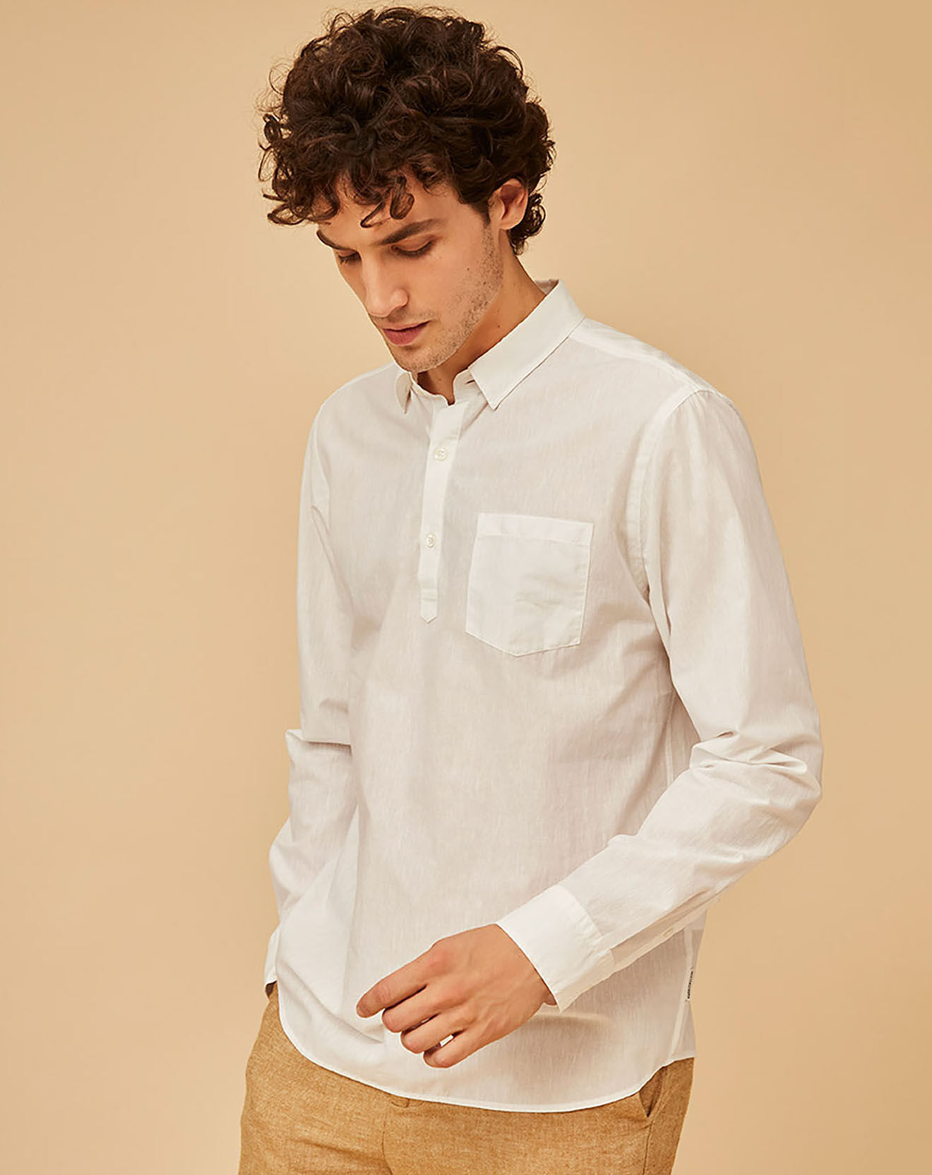 Harris Wilson Chemise Regular Fit en Coton & Lin Benilde blanche