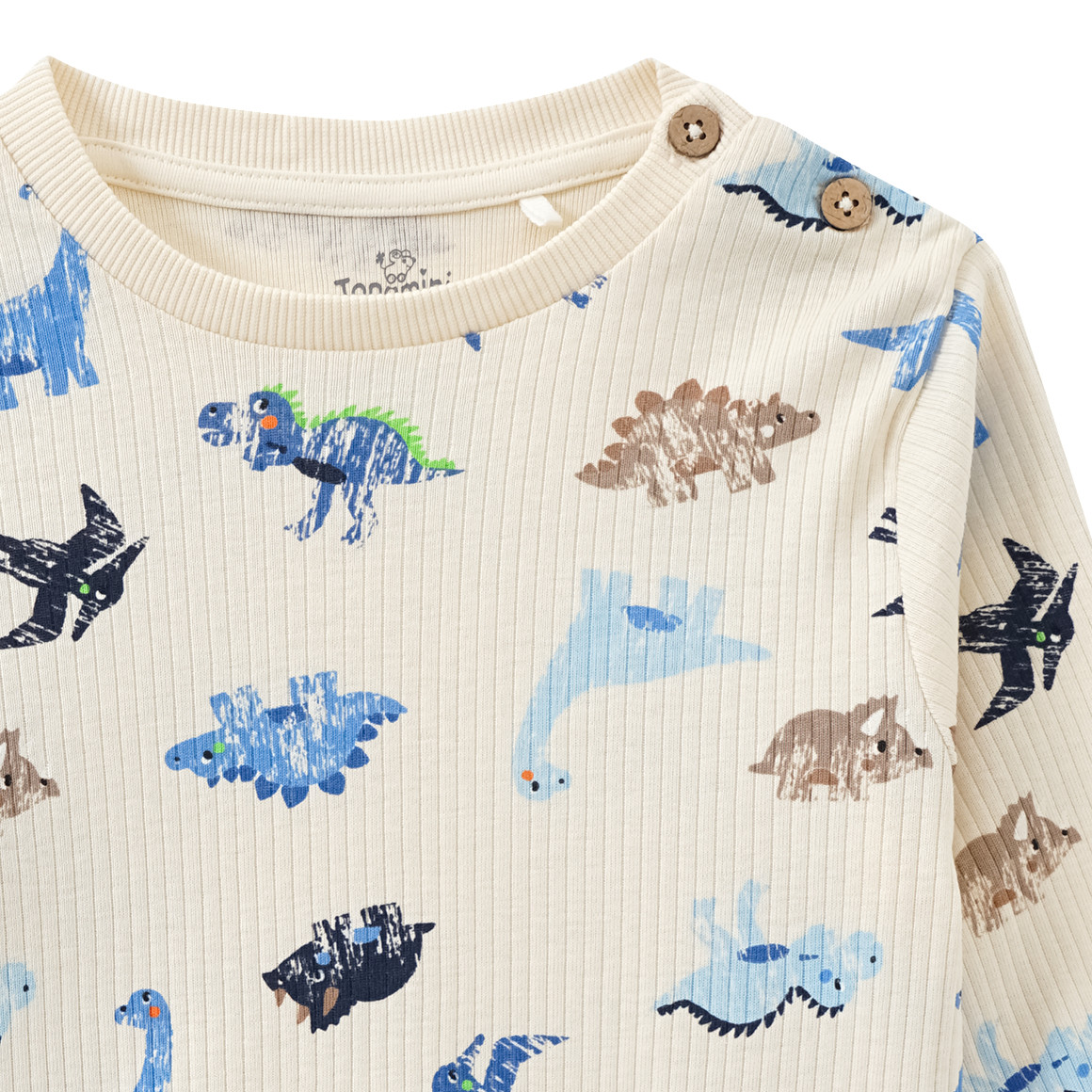 Topomini Baby Langarmshirt mit Dinosaurier-Print creme