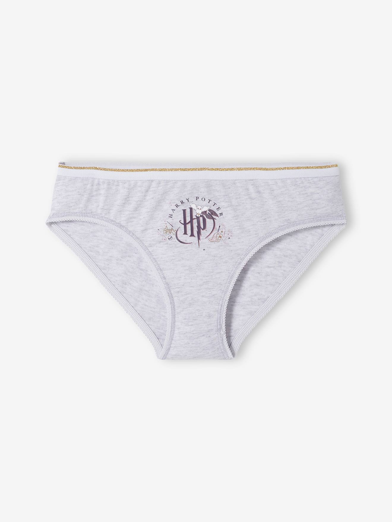 Pacote com 3 calcinhas lisas cinza-claro com estampas do Harry Potter®