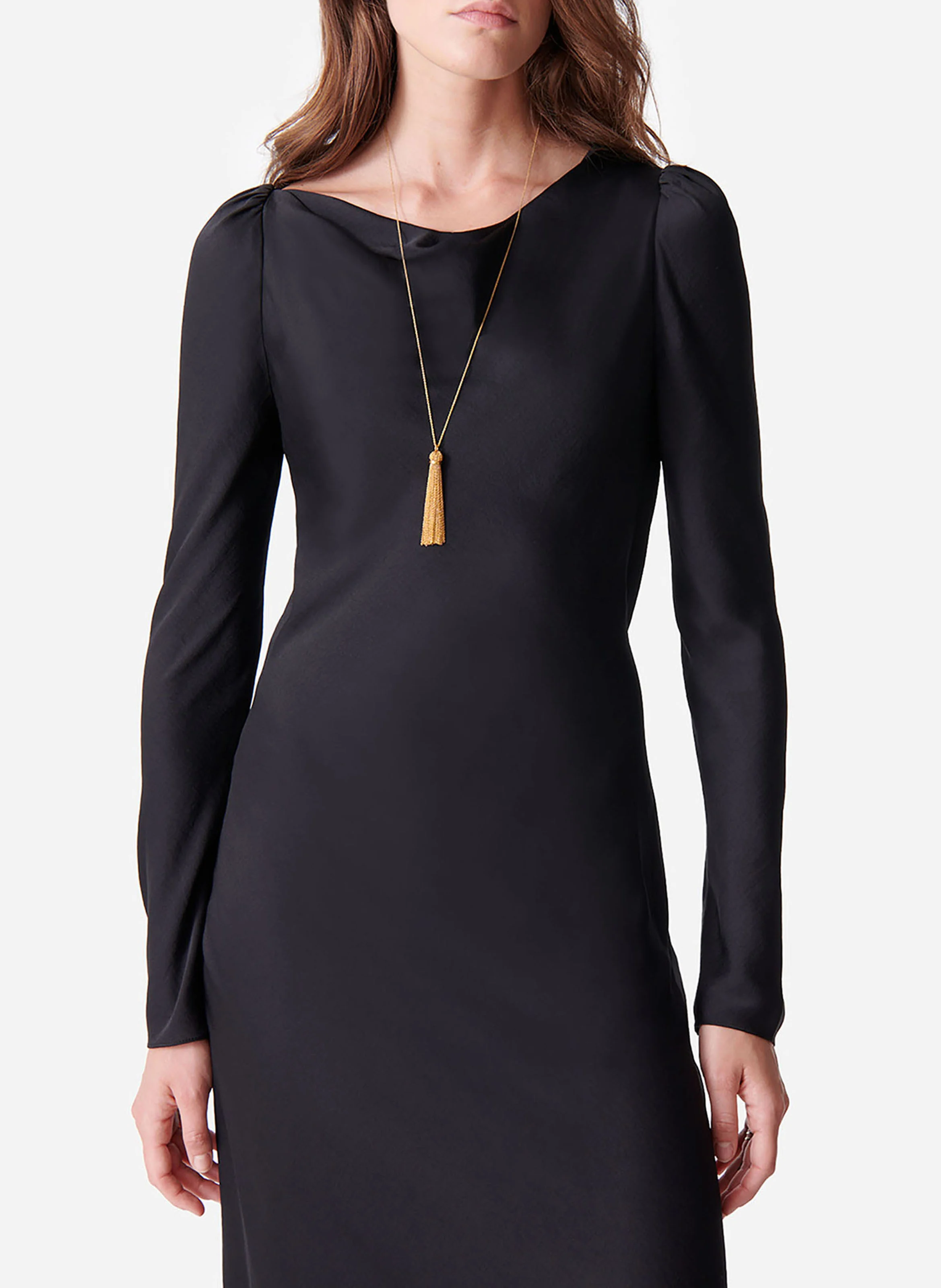 DELLE - Robe longue satinée | Noir