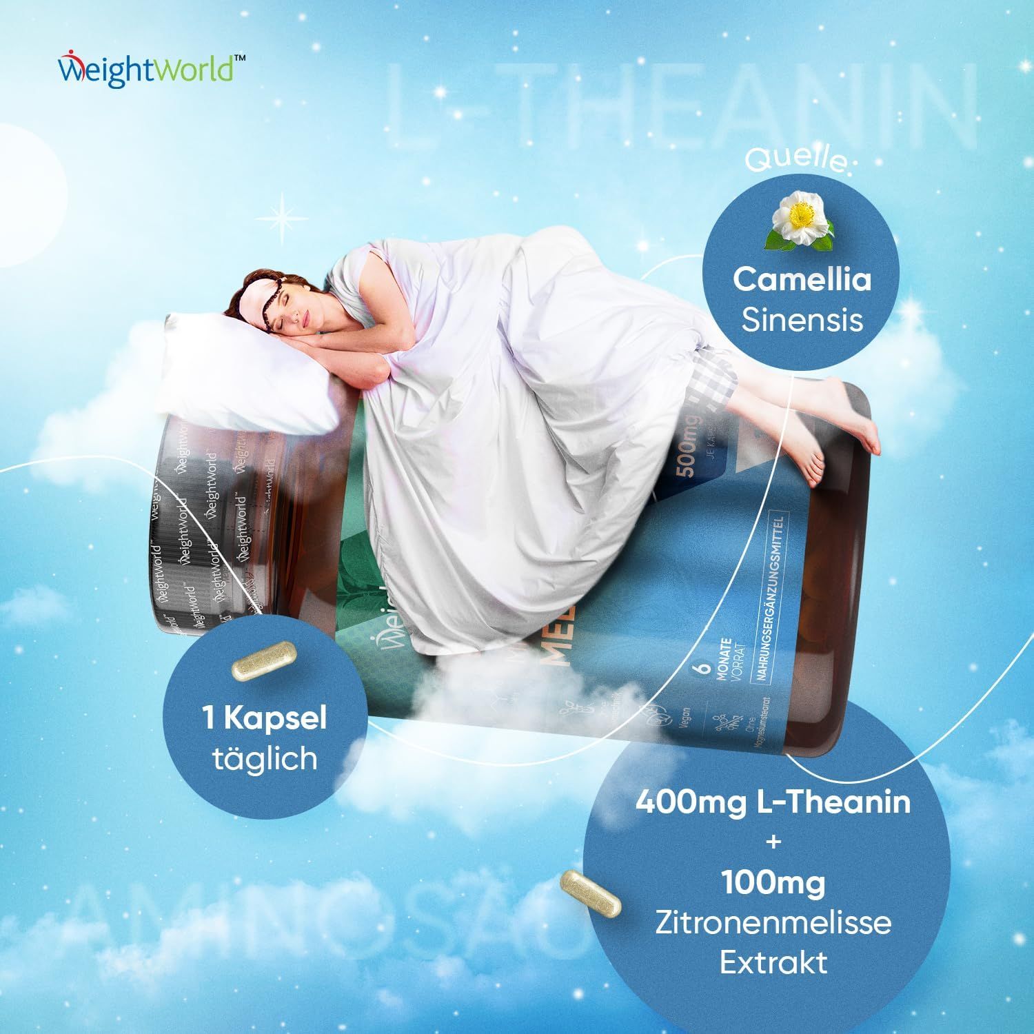 WeightWorld L-Theanin Aminosäure mit Zitronenmelisse