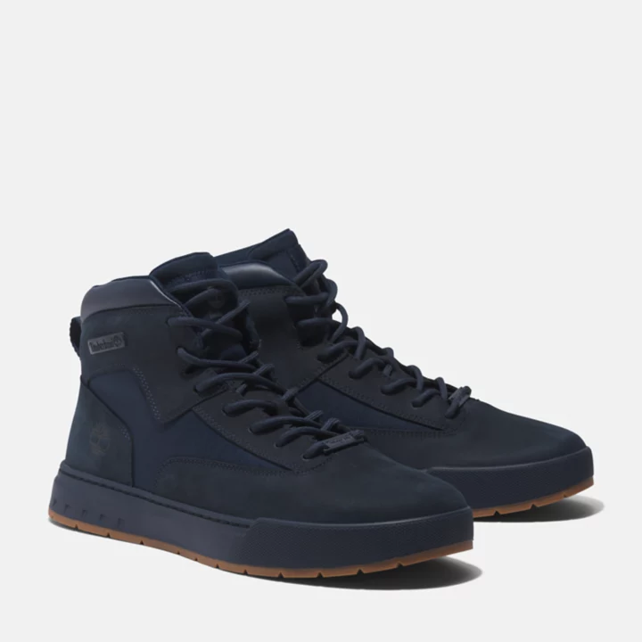Chukka masculina L Street em tecido e couro na cor azul marinho.