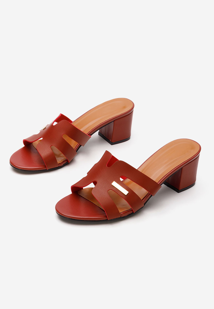 Mules à talon épais bordeaux Cristyne