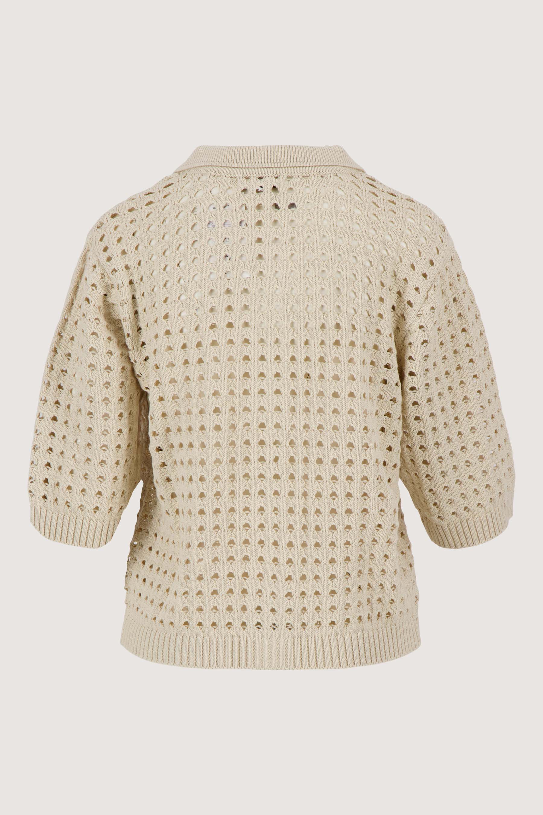 vest met polokraag in ajour
