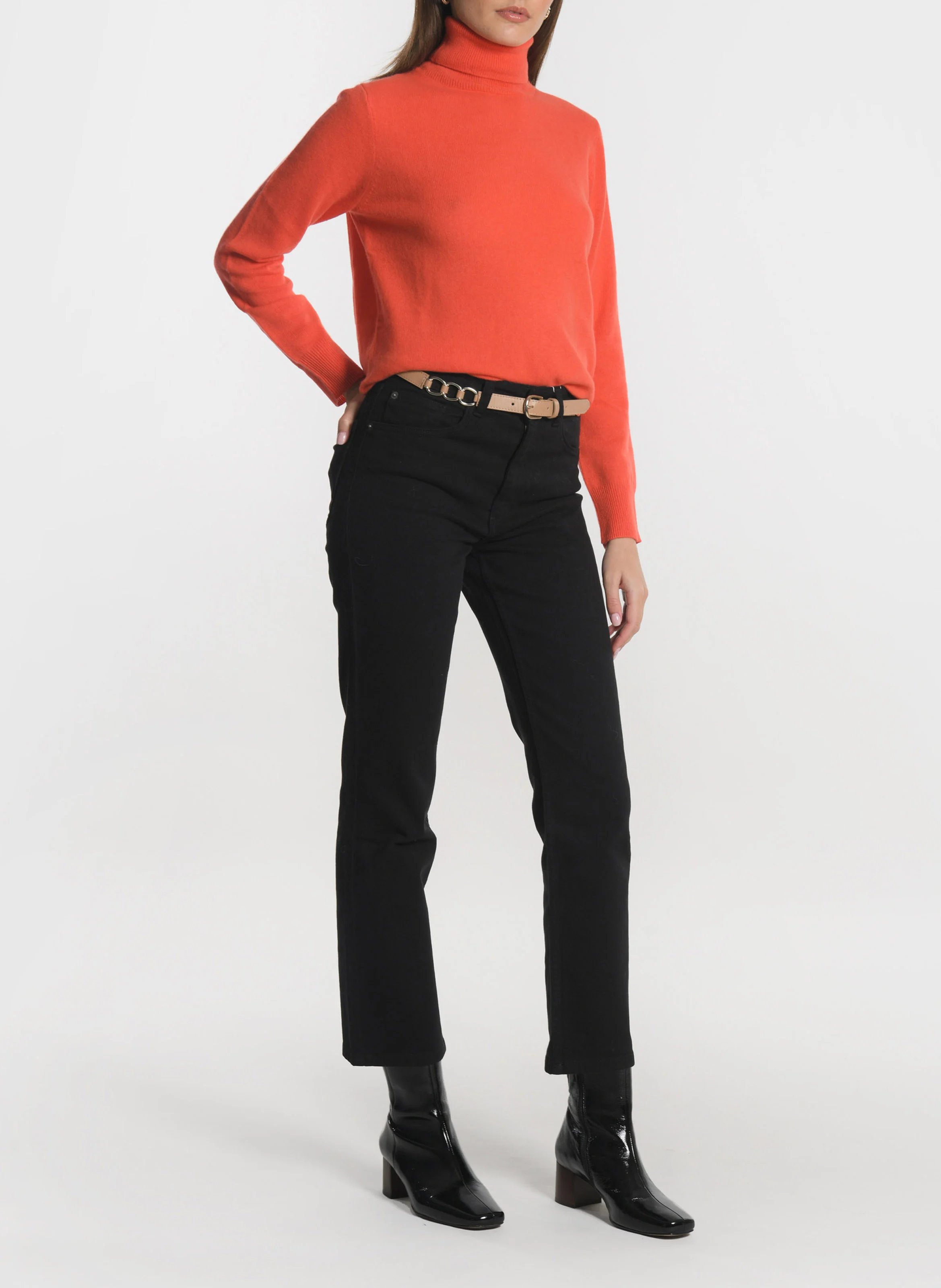 ANITA - Col roulé droit en laine et cachemire | Orange