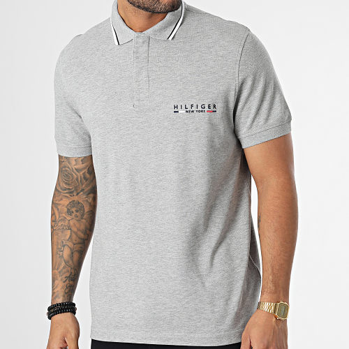 Polo Manches Courtes Brand Love Logo 9525 Gris Chiné
