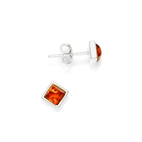 Clous d'oreilles ambre cognac