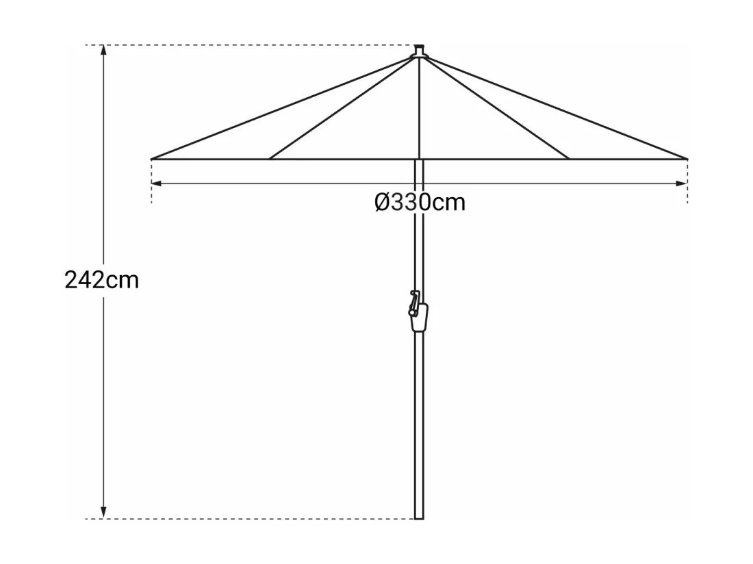 Parasol droit HAPUNA rond 3,30m de diamètre taupe - HAPPY GARDEN