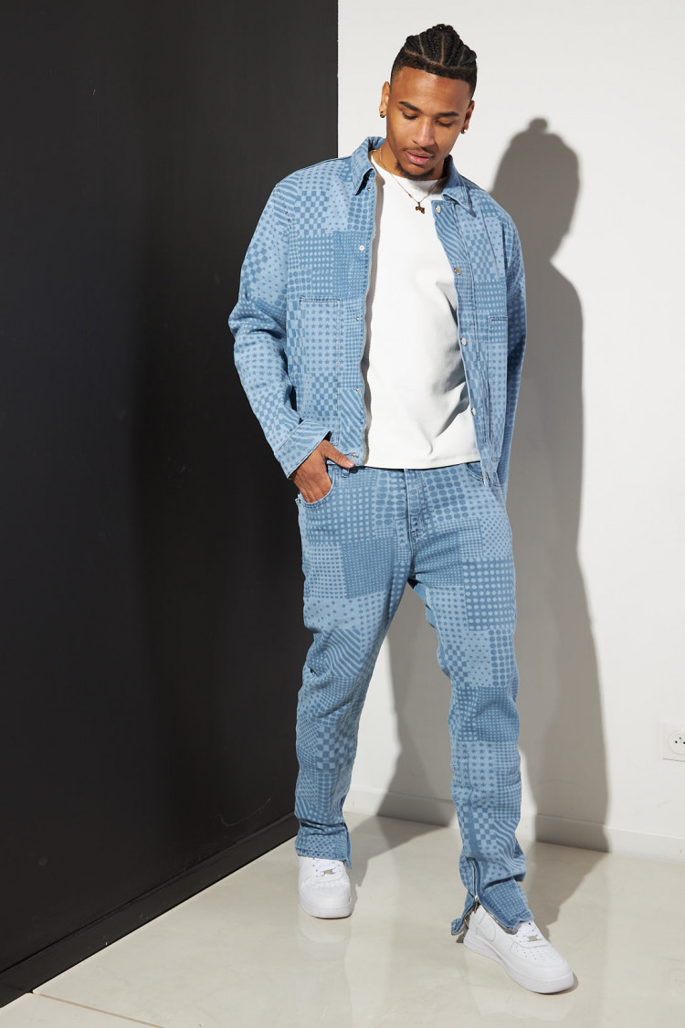 Jean bleu à motifs