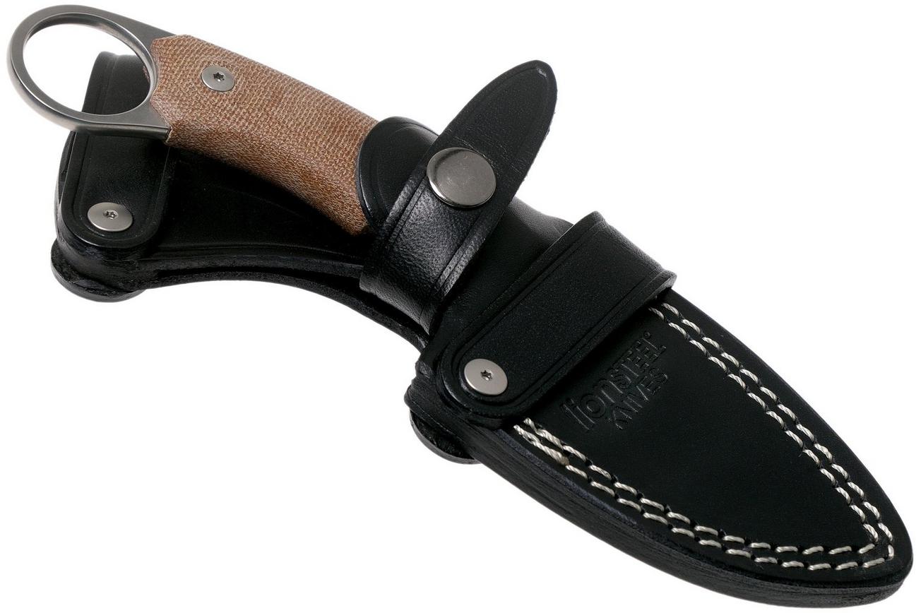 LionSteel H2 Drop Point CVN Natural Canvas Micarta vaststaand mes, Tommaso Rumici design