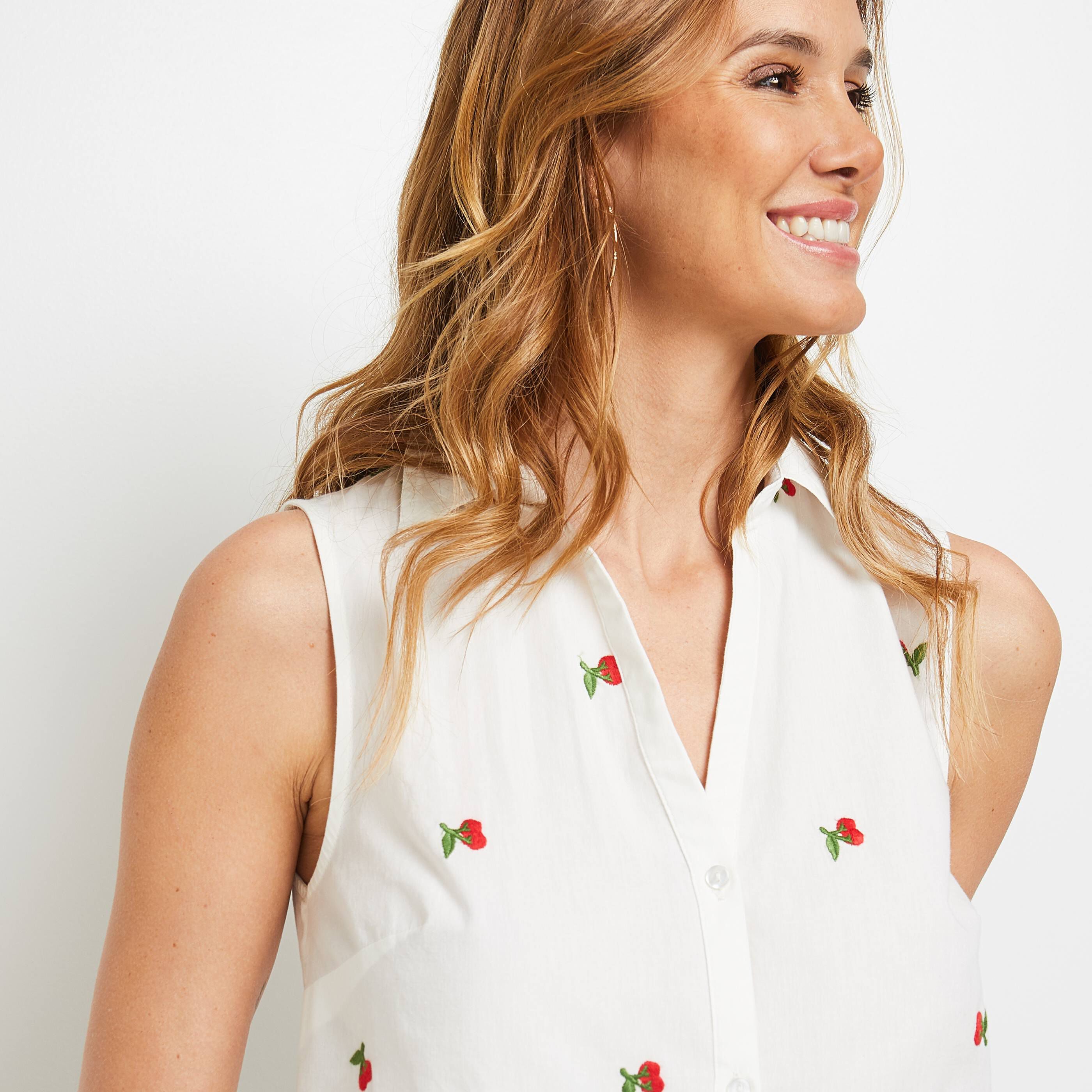 Chemise sans manches femme - BLANC CASSE