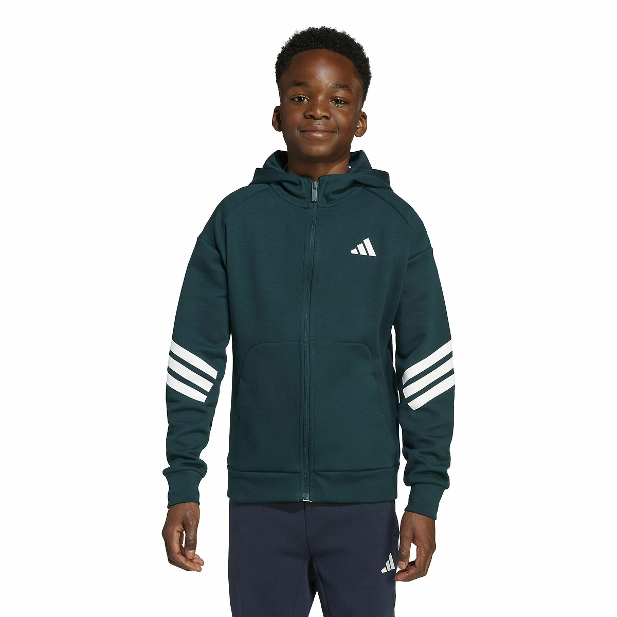 ADIDAS ROUPAS ESPORTIVAS<br>Suéter com zíper em fleece escovado