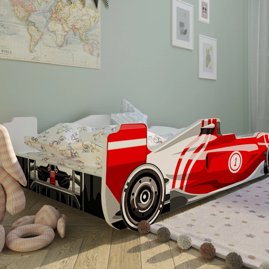 Kids Collective Autobett Kinderbett Jugendbett 80x160 mit Rausfallschutz | Spielbett rot