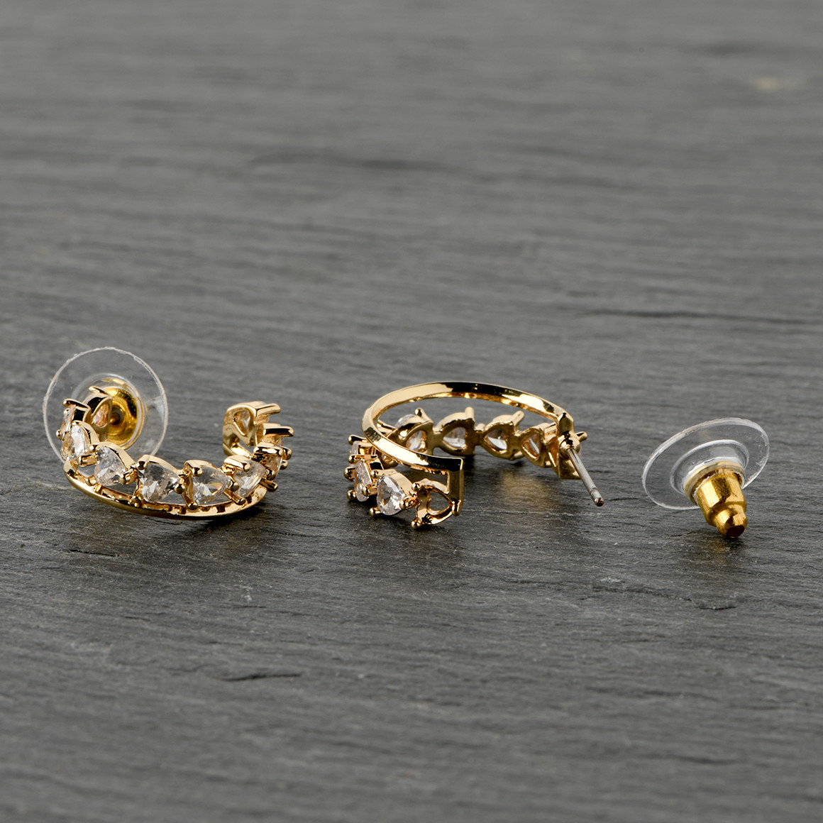 Gina Damen Creolen mit Ziersteinchen gold