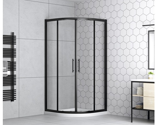 form&style ronde douche MOOREA zwart R550 90 x 90 cm helder glas mat zwart