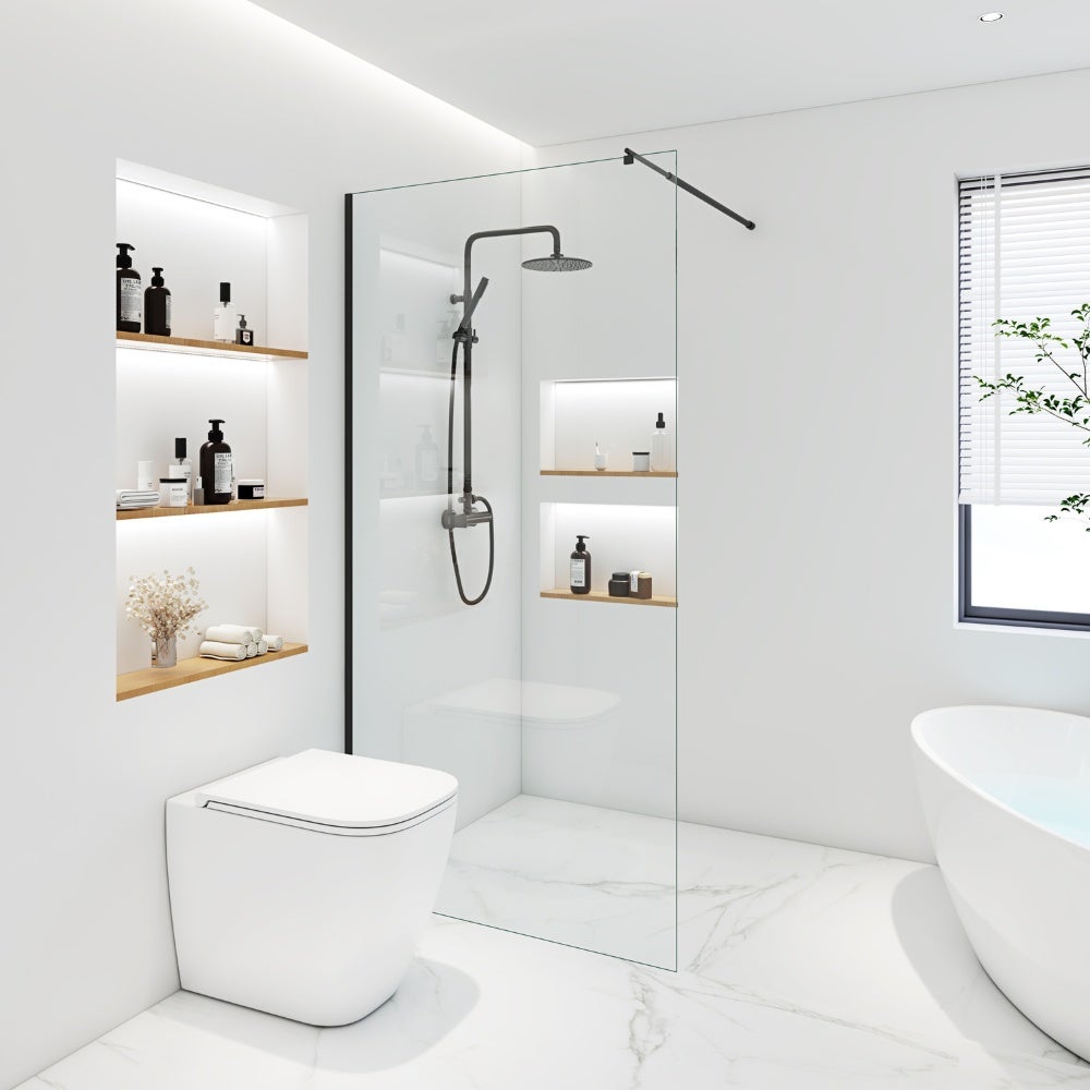 Home Deluxe - Douchecabine - BAKI - Breedte: 100 cm, Zwart profiel, Helder glas, Aluminium frame - 10 mm gehard veiligheidsglas | Inloopdouche, Douchewand, Douchedeur