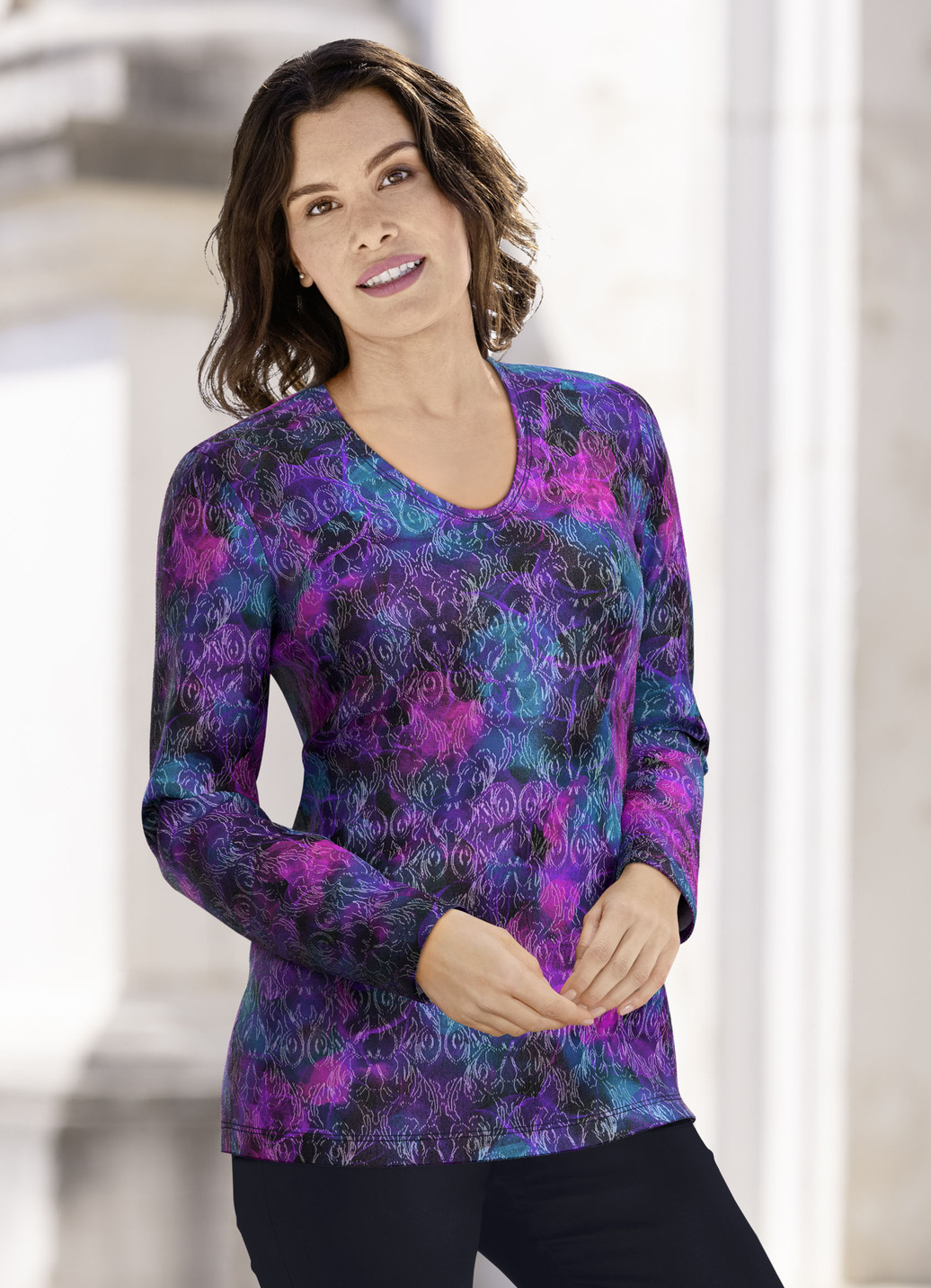 Pullover in Jacquard-Feinstrick