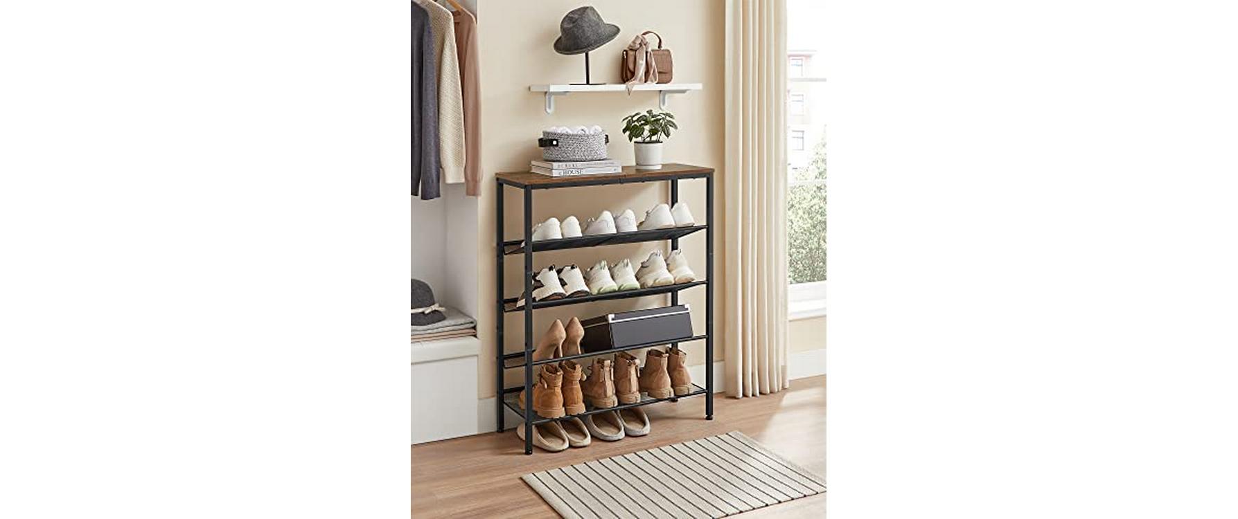 Schuhregal mit 5 Ablagen 75 x 93, Braun/SchwarzSchuhgestell