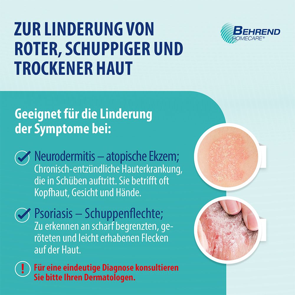 Behrend – Schuppenflechte & Neurodermitis Creme bei geröteter, trockener & schuppiger Haut – Psoriasis & Ekzem Salbe reduziert den Juckreiz & beruhigt entzündete Haut