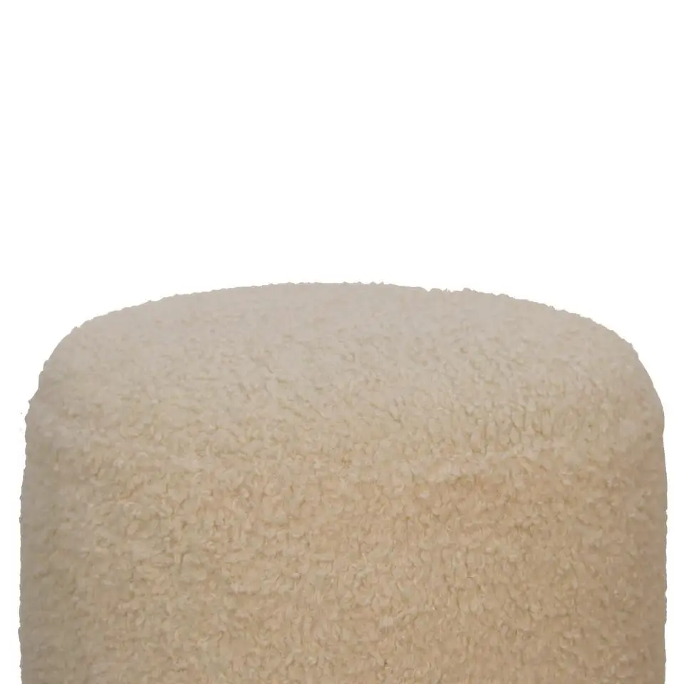 Bekleed Boucle Crème Ronde Poef