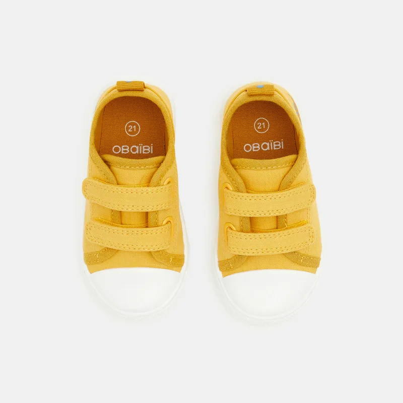 Tennis toile à scratch jaunes bébé garçon Jaune