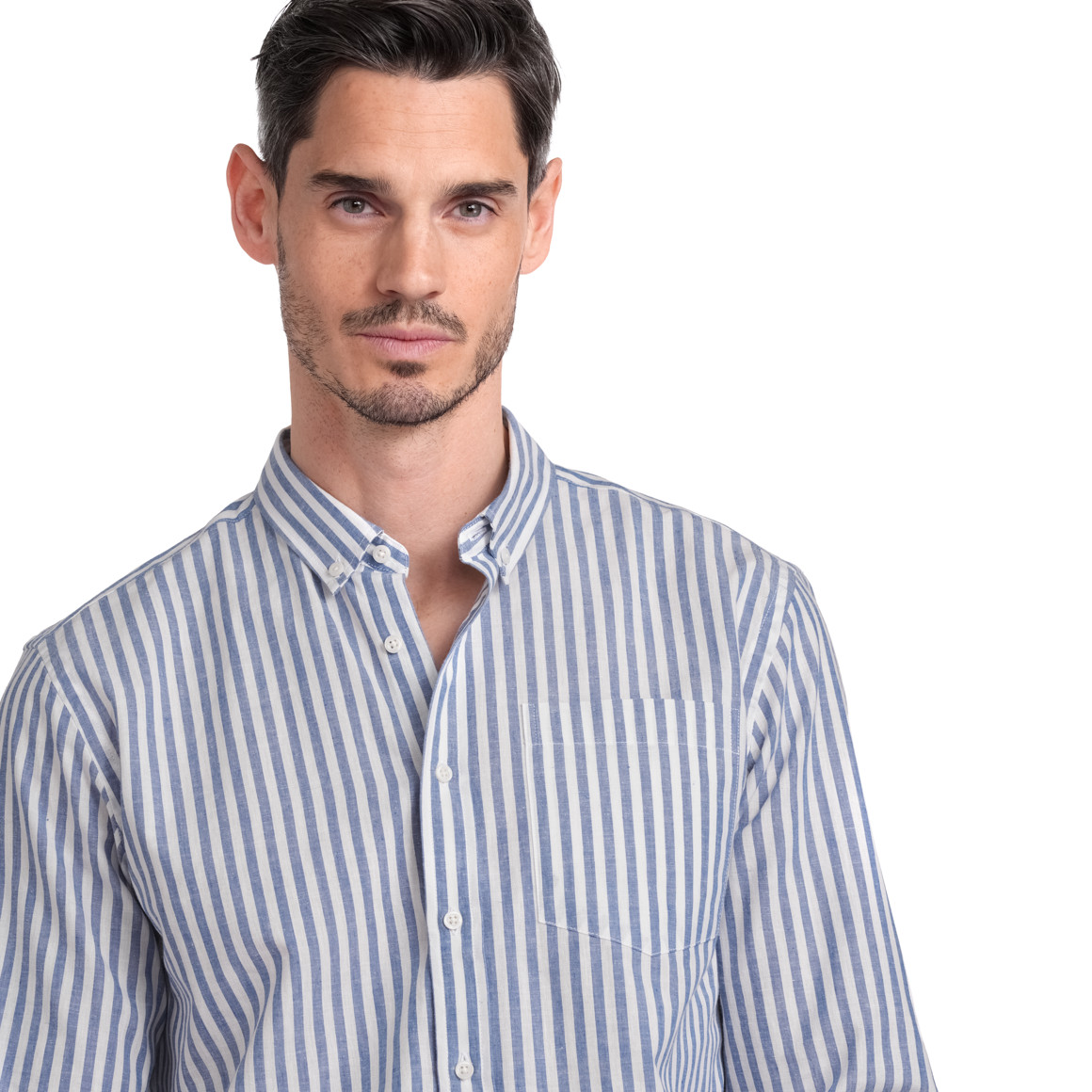 VanVaan Herren Hemd mit Längsstreifen blau / weiss