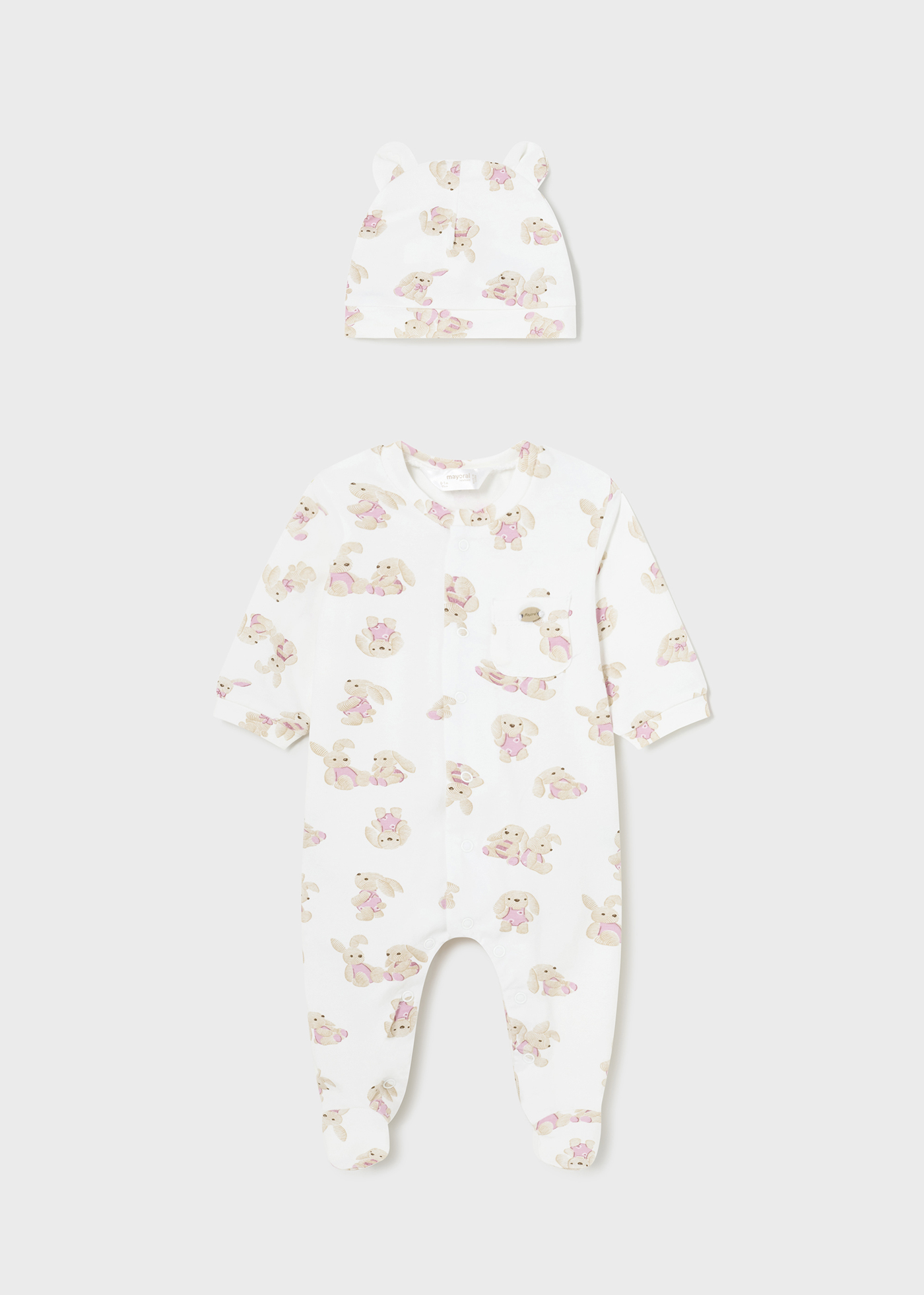 Macacão comprido Better Cotton com gorro para recém-nascidos Sky
