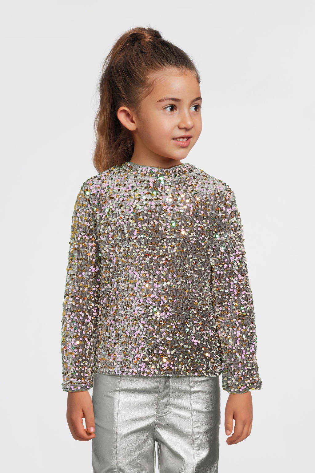 NAME IT top NKFRUNICA met all over print en pailletten grijs/lila/goud
