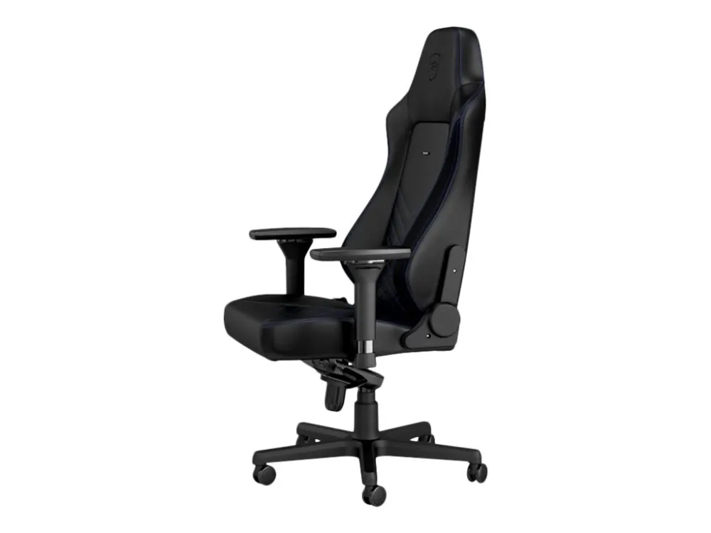 Noblechairs Hero - Stol - ergonomisk - armstøtter - T-formet - vippe - drejeled - aluminium, polyurethan, stål, memory foam, polyuretan vegan falsk læder - sort, blå