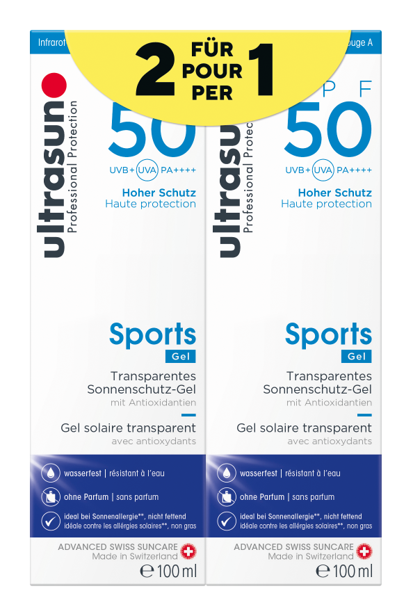 ULTRASUN Sports Gel<br>2 × 100 ml, Flasche, Gel, SPF 50 Duo