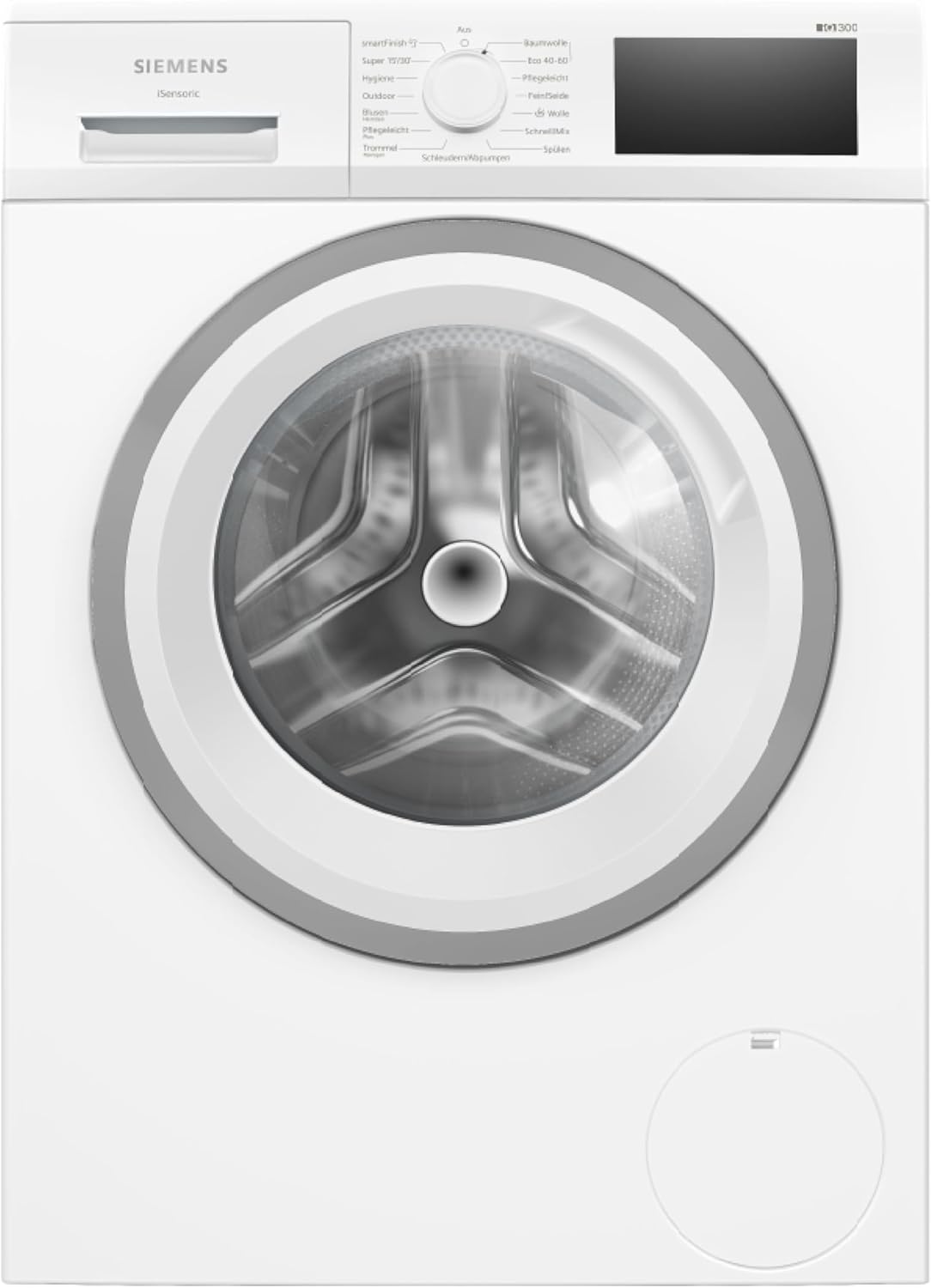 Siemens WM14N12A Waschmaschine iQ300, Frontlader mit 9kg Fassungsvermögen, 1400 UpM, speedPack L, smartFinish, Outdoor-Programm, LED-Display, Weiß, 60cm