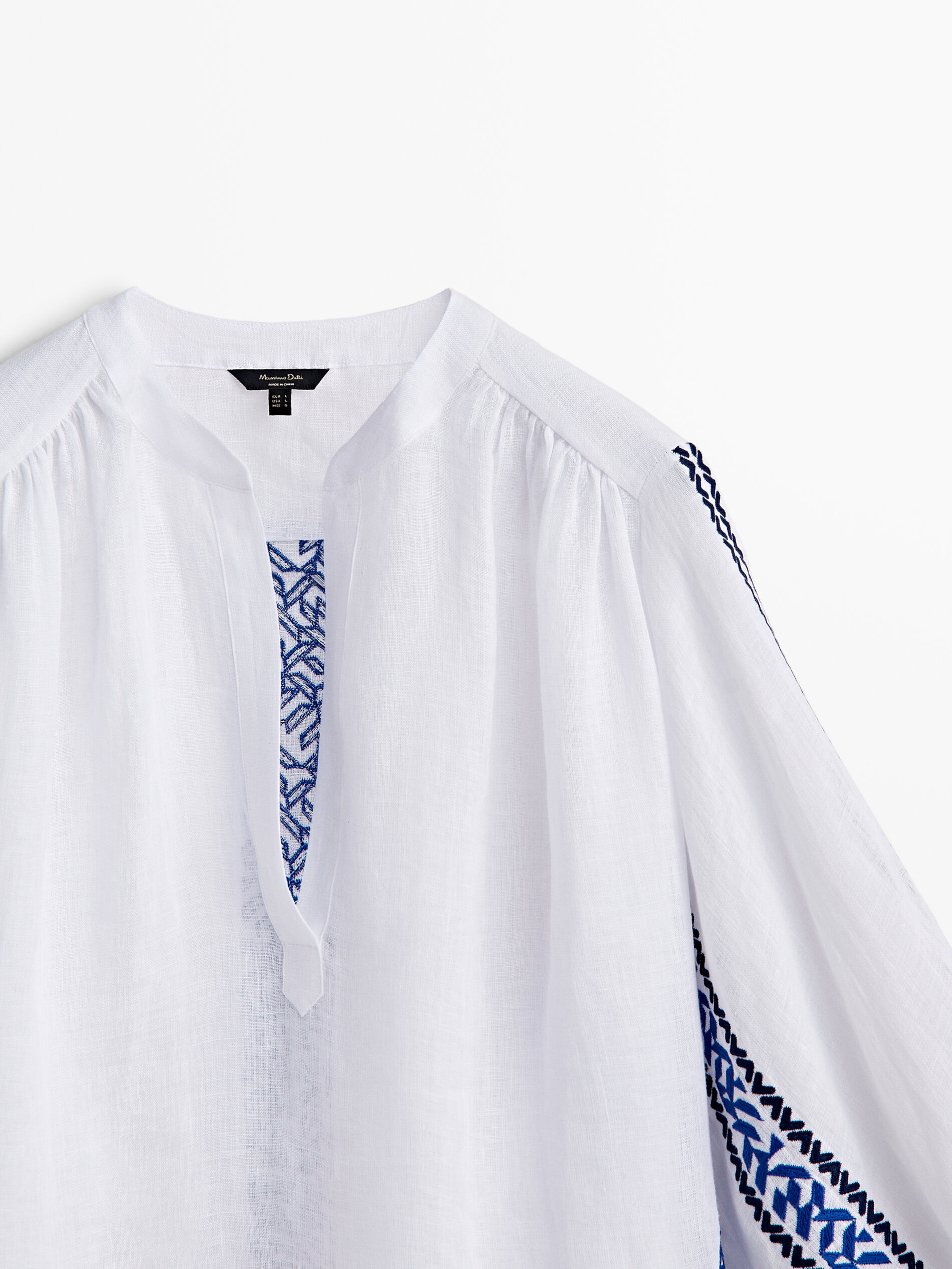 Camisa de linho bordada - BRANCA