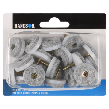 HANDSON meubelglijder viltglijder met schroef grijs Ø24 mm 20 stuks