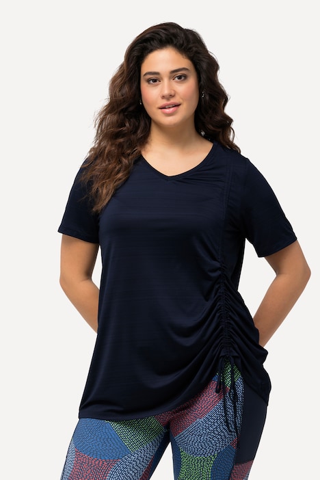Funktionsshirt, Raffband, A-Linie, V-Ausschnitt, Halbarm