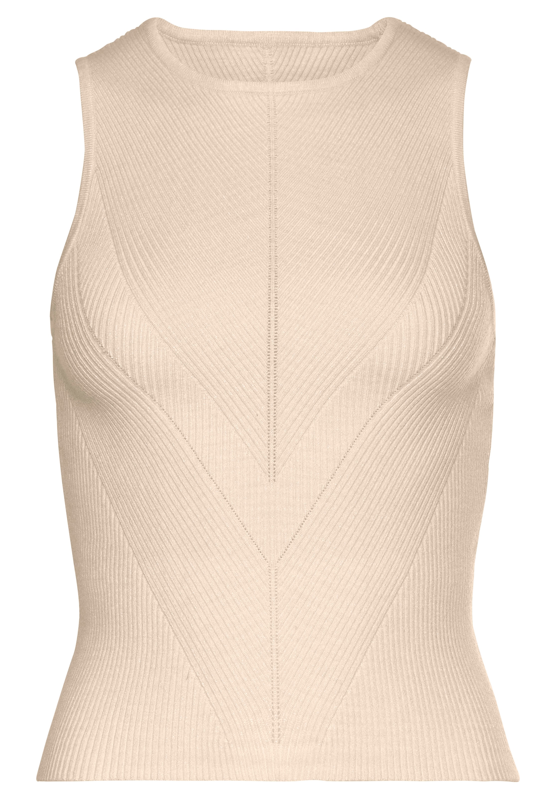 LASCANA Stricktop , mit Strickmuster, hochgeschlossenes Damentop mit breiten Trägern