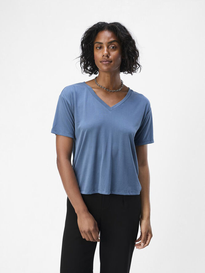 Object OBJANNIE RE S/S V-NECK TOP NOOS Bering sea/col