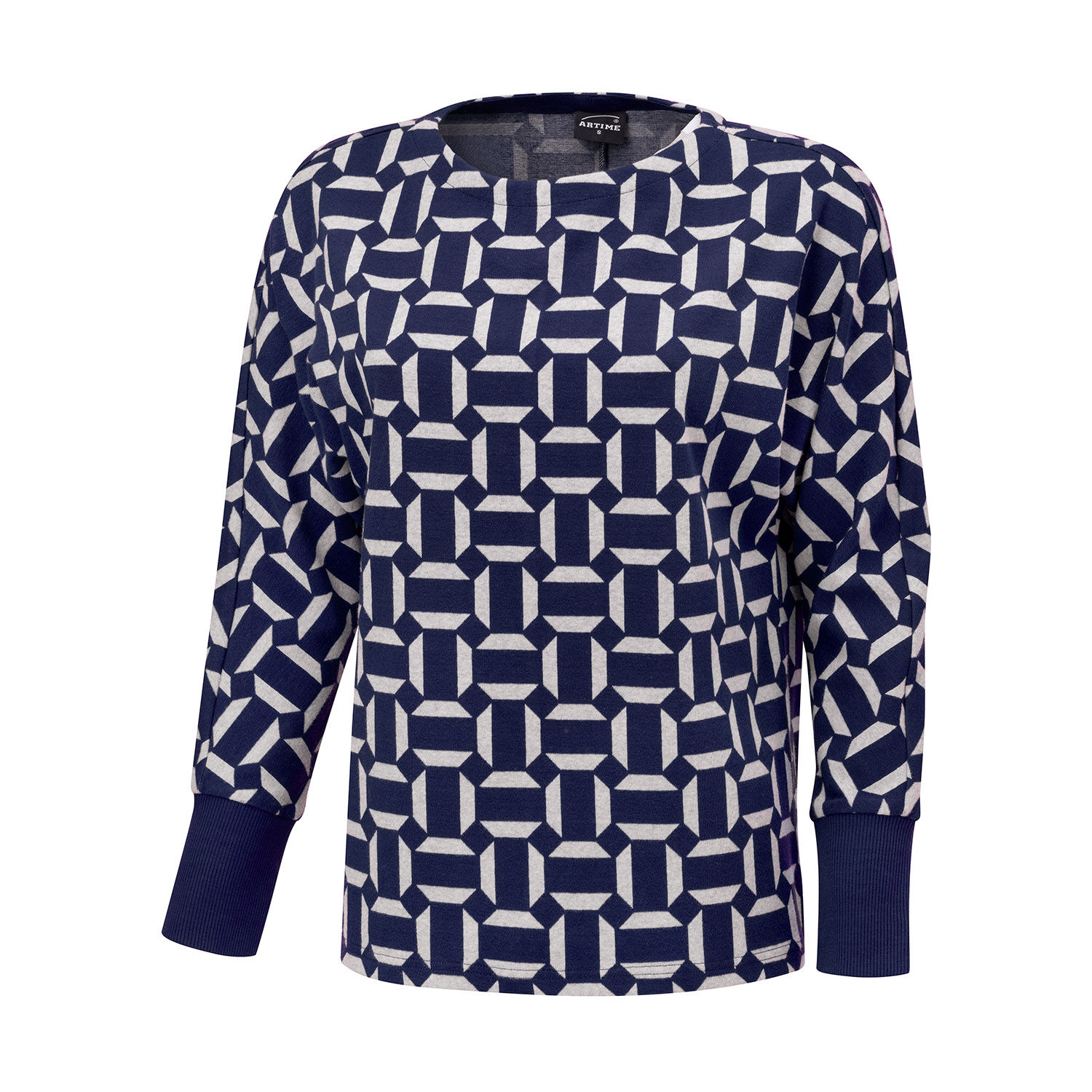 Damen Jaquard Pullover mit geometrischem Muster